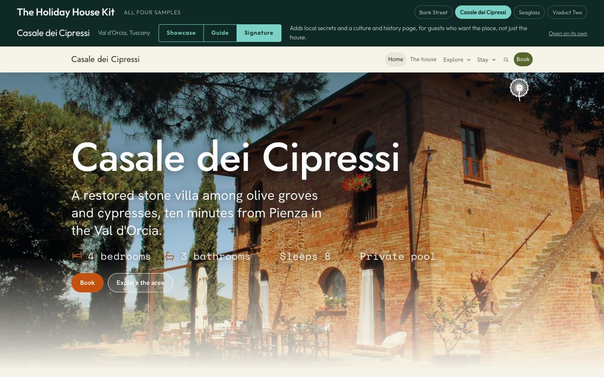 Casale dei Cipressi sample site: a stone villa among olive groves