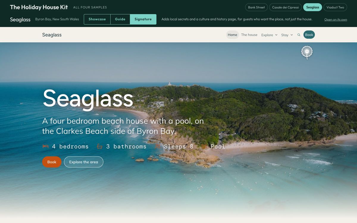 Seaglass sample site: a beach and headland near Byron Bay